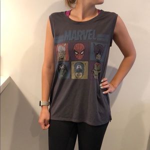 Grey graphic marvel tank in xl